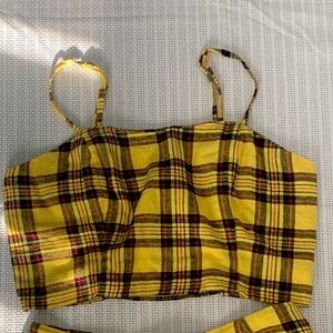 YELLOW PLAID CROPPED TANK TOP